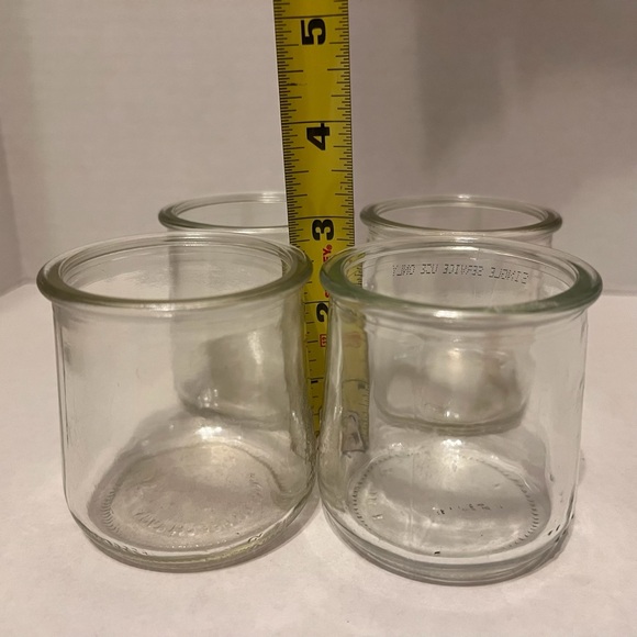 🌀 8 glass yogurt jars empty 3 Oui blue EUC DIY 5 clear lot craft bundle - Picture 14 of 16